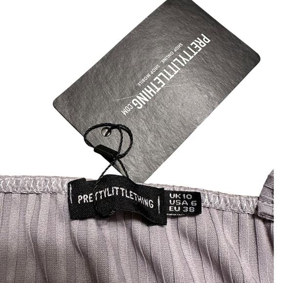 PrettyLittleThing Gray Ribbed Double Strap Jumpsuit Size 6 NWT - Picture 3 of 6